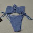 ZAFUL Women's Bandeau Bikini Strapless O Ring Lace Tie Back High Cut Two Piece Swimsuit Bathing Suits S