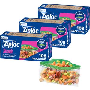 Ziploc Snack Bags, Easy Open and Close, Small Plastic Storage Bags, 324 Bags Total