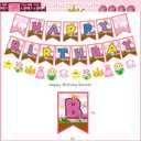 Pink Super Bros Birthday Party Backdrop,Super Brother Decor Supplies Include Happy Birthday Banner,Backdrop,Latex Balloon