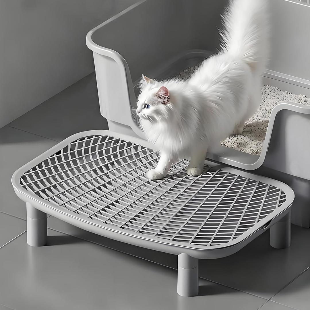 SpaceTime Cat Litter Mat Litter Trapping Mat,18.1"x11.8"x3.5"Litter Box Mat,Waterproof Cat Mats for Litter Large,Easy Clean,Non-Slip Litter Mat for Cats,Urine-Proof Kitty Litter Catcher Mats (Grey)