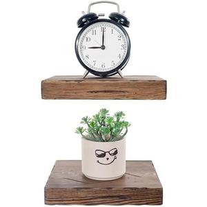 BGMG Small Wood Floating Shelves for wall 8 inch,Distressed Rustic Wooden Wall Mount Shelves for Bathroom Living Room Bedroom Kitchen Farmhouse Set of 2-8x6.7x1.25 inch- Walnut