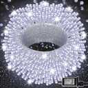 LJLNION 300 LED String Lights Outdoor Indoor, Extra Long 98.5FT Super Bright Christmas Lights, 8 Lighting Modes, Plug in Waterproof Fairy Lights for Holiday Wedding Party Bedroom Decorations ( White)