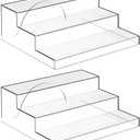  Yieach 3 Tiered Acrylic Display Stands for Cupcake Stand,Perfume Shelf Organizer,Figure and Funko Pop Display,No Installation,Clear Table Risers Display Stands for Collectibles,Makeup and Dessert, 2 PCS