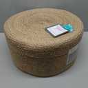 Jute Pouf Ottoman | Footrest Pouf | Hand Braided - Round Boho Pouffe - for Living Room, Bedroom, Nursery (20"x20"x10") Natural