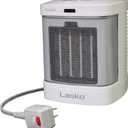 Lasko Portable Electric Ceramic Space Heater with ALCI Plug for Bathroom Use, 2 Heat Settings and Simple Heat Button, 8 Inches, White, 1500W, CD08200