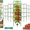 [Upgraded] ZeeDix 6 Pack Heavy Duty Tomato Cages for Garden, 57 Inch Foldable Plant Trellis Support Stakes for Heavy Climbing Plants, Adjustable Tomato Cage for Indoor Pots & Raised Garden Bed Outdoor