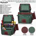 Nylon and Leather Tool Belt | Nylon Tool Pouch | Carpenter Tool Belt | Construction | Framers | Electrician Tool Belts | Drywall Tool Bags | Handyman | Electric (GREEN), 30 to 47 inches