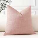 OTOSTAR Linen Throw Pillow Cover Set of 1 Decorative Square Pillowcases Cushion Covers 16x16 Inch for Home Decor Sofa Bedroom Car 40 x 40CM Pink