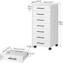 HOOBRO 7-Drawer File Cabinet, Wooden Office Cabinet with Drawers, Mobile Storage Filing Drawer for Home Office, Study, Easy Assembly, White WT07WJ01