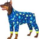 Large Dog Pajamas Pet Recovery Shirt Dog Pjs Cute Lightweight Stretchy Knit Pullover Large Dogs Pajamas Onesie for Small, Medium and Large Breeds (XXXX-Large (75-95lb), Blue Jellyfish)