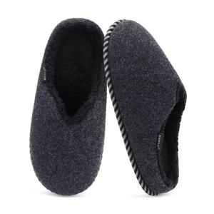 KuaiLu Womens Memory Foam Slippers Ladies Cozy Fuzzy Plush Fur Lined Warm Winter Cushioned Slip on House Bedroom Shoes Comfy Indoor Outdoor Hard Sole Arch Supportive Plantar Fasciitis Black Size 6