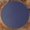 Round Fitted Tablecloth with Elastic Edge, Waterproof Plastic Table Cloth, Flannel Backed Vinyl Tablecloths Fits 40" - 44" Round Tables for Dining, Camping, Indoor and Outdoor, Dark Blue