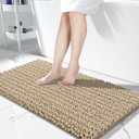Yimobra Bathroom Runner Rug 55x24 Inch - Extra Long Non Slip Chenille Bath Mat, Soft & Absorbent, Machine Washable Shaggy Hallway Carpet for Vanity Tub Shower, Camel Home Decor Accessories