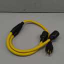 3FT NEMA L14-30 Splitter Cord Generator Y Adapter, HDWS NEMA L14-30P to (2) Outlet Port L14-30R Twist Lock Extension Cord, 30 Amp 4 Prong Generator Power Cord Adapter