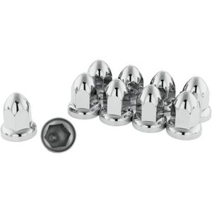 Chrome Lug Nut Covers for Semi Trucks - 33mm Push on, Flanged - ABS Plastic Chrome Lug Nut Covers 33mm - Classic Height: 2.5" - Bag Pack of 10 PC