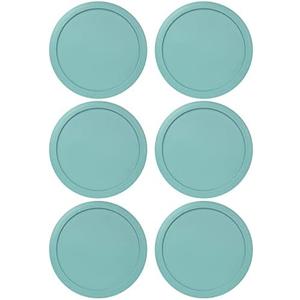 Replacement Lids for Pyrex 6 & 7-Cup Glass Food Storage Container Bowls, 7.5-Inch Plastic Round Lids Covers fits Pyrex 7402-PC, Airtight & Leakproof (6-Pack, Turquoise)