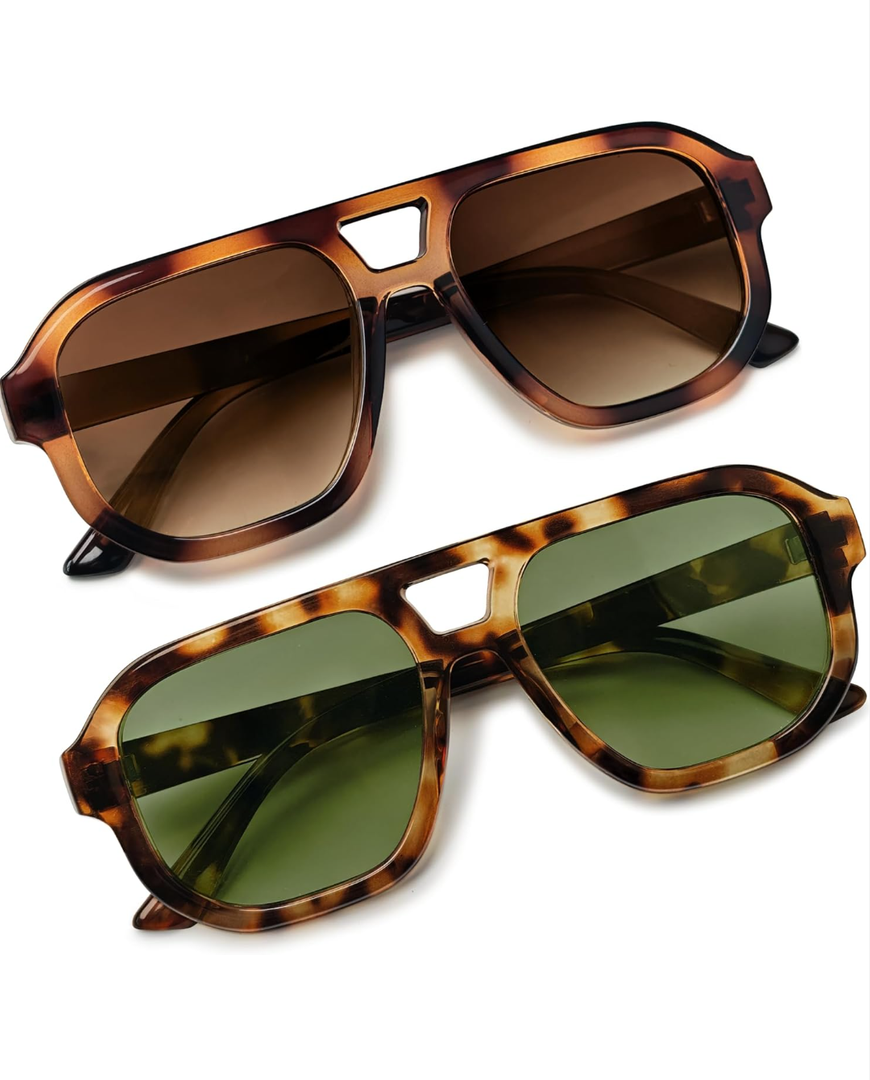 livho Trendy Polarized Square Aviator Sunglasses Women Men Square Eyewear Frame, Retro Sun Glasses for Women Men 2025 Shades