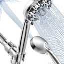Shower Head With Handheld 7 Settings High Pressure, Built-in Power Wash to Clear Tub, Tile & Pets, 5" High Powerful Hand Held Rain Showerhead with Stainless Steel Hose and Adjustable Bracket (Polished Silver)