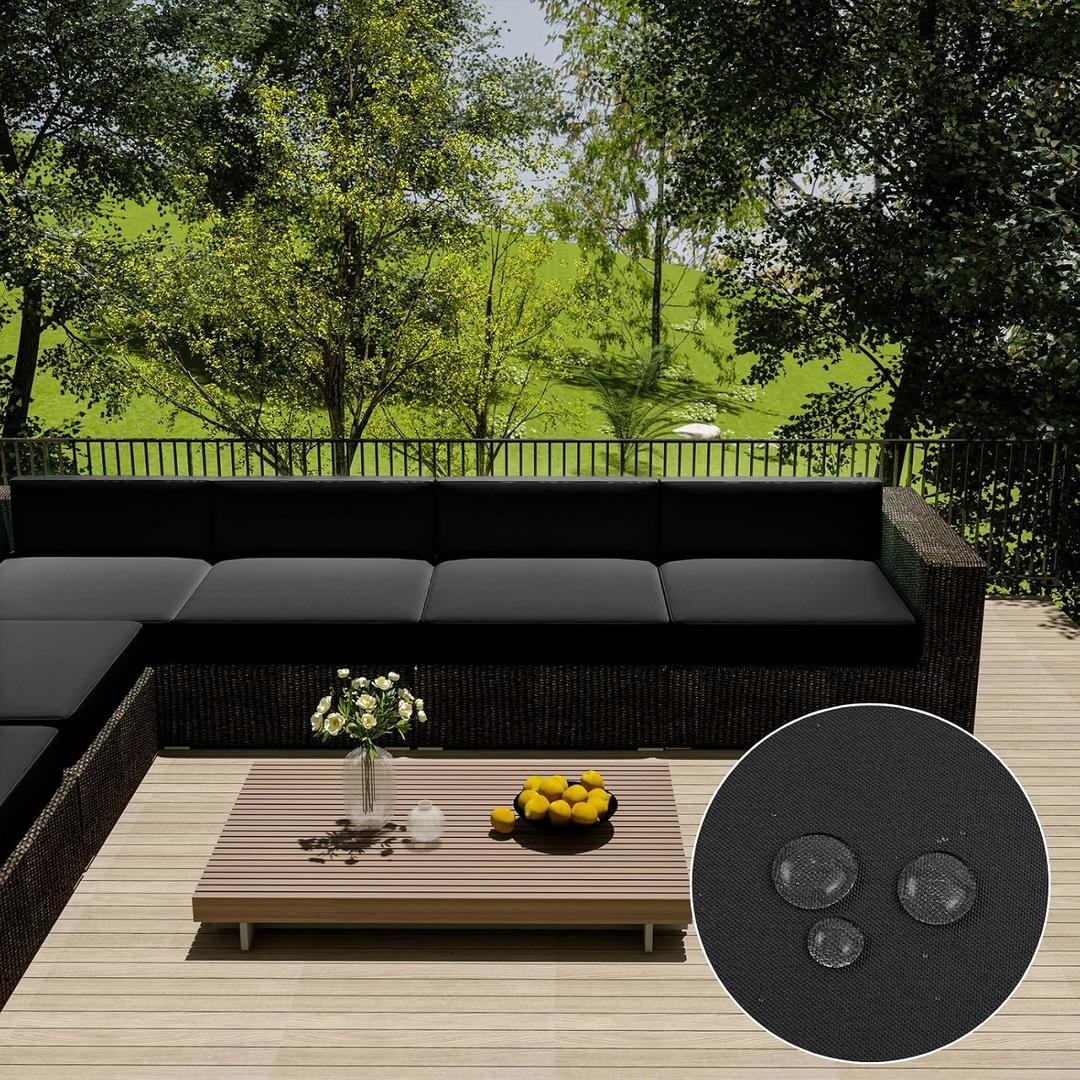 vctops Waterproof Oxford Outdoor Cushion Cover 25x25x4 inch Furniture Patio Cushion Cover Replacement Outdoor Seat Cushion Slipcover with Zipper (Black,25"x25")