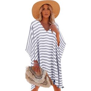 Moss Rose Women's Swimsuit Cover up Beach Kaftan for Bathing Suit with Floral Pattern (Black&white)