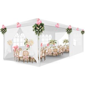 HOTEEL 10x20 Canopy Tent with Sidewalls Upgrade Removable, White Tents for Parties Outdoor Party Tent Waterproof & UV Protection for Gazebo Shelter Carpas Wedding Events BBQ (10'x20')