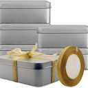 Coobbar Empty Metal Tins Box with Lid,6 Pack Metal Tins Cans Storage Container for Treats, Gifts, Candle, Favors and Crafts, Silver(4.9 x 3.7 x 2.3 Inches)