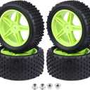 Preglued 12mm Hex Wheel Rims & Rubber Tires with Foam Inserts 3.46" / 88mm Replacement for 1/10 RC Off-Road Car Buggy, Set of 4 (Color 03)