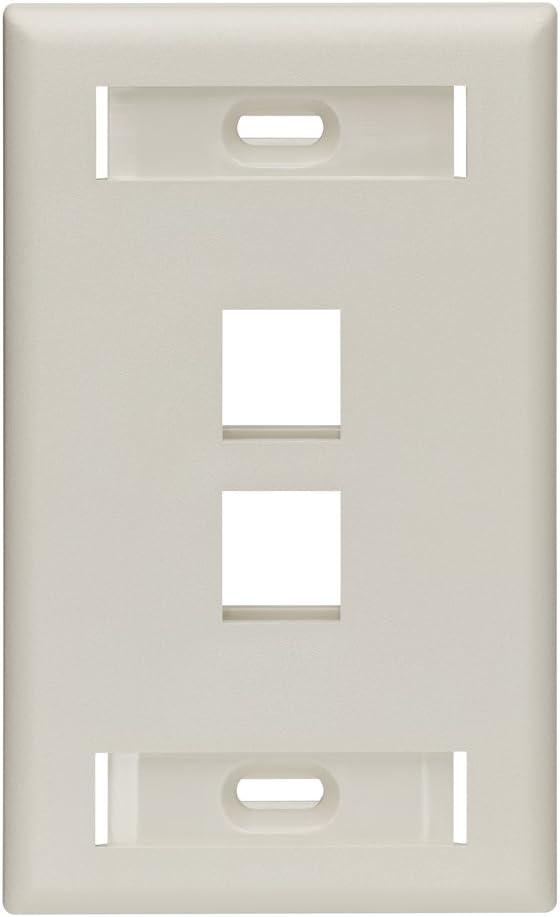 2 x Leviton QuickPort Wallplate with ID Window, Single Gang, 2-Port, 42080-2TS, Light Almond