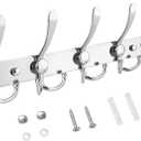 TICONN Wall Mounted Coat Rack, Five Heavy Duty Tri Hooks All Metal Construction for Jacket Coat Hat in Mudroom Entryway (Chrome, 1-Pack)