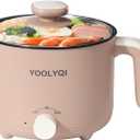Hot Pot Electric : 1.5L Mini Ramen Cooker with 2 Temp Settings, Portable Lazy Pot Dorm, Office Must Have for Ramen/Noodles/Soup/Oatmeal (1.6 Quarts, Khaki)