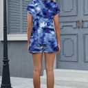 PrinStory 2 Piece Lounge Sets for Women Summer Outfits Short Sleeve Womens Short Sets Casual Matching Set (Blue, L)