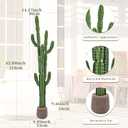 UV-Resistant Artificial Fake Cactus Plants 7ft – Tall Fake Cacti Outdoor Tree with Brown Decorative Planter – Large Faux Tropical Cactus for Indoor & Outdoor Home, Office, or Garden Decor