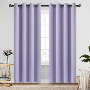 COSVIYA Grommet Room Darkening Curtains 84 inch Length 2 Panels,Thick Polyester Light Blocking Insulated Thermal Window Lilac Curtain Drapes for Bedroom/Living Room,52x84 inches