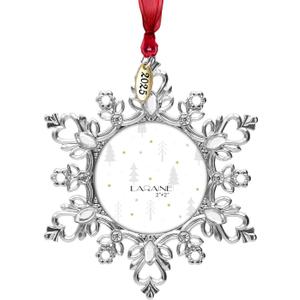 Laraine Christmas Tree Ornaments  Decorative Hanging 2025 Holiday Keepsake Gift Snowflake Pendant with 2 Photo Frame Insert for Picture of Pet (Snowflake Silver (2025))
