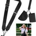 Clip and Go Phone Strap Crossbody with Zipper Wallet, 2 Pcs-Crossbody Lanyard & Wrist Strap-1 Pad, 2 Wallets, Save Girls Phone Strap with Pouch, Universal Lanyard Cellphone Holder (Black), Small