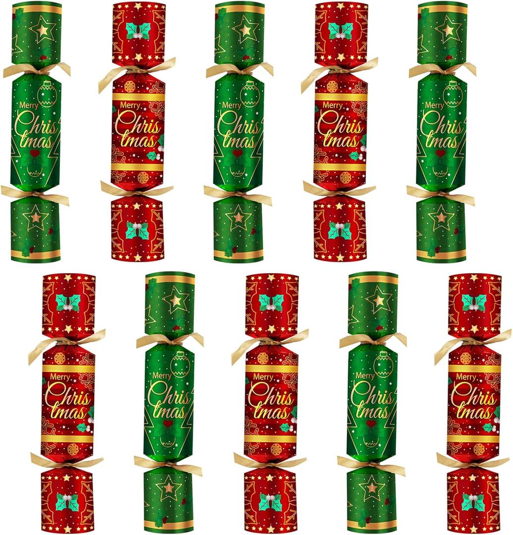 10 Pack Christmas Party Favors No-Snap with Prizes Party Hats Joke Little Gifts for Adults Kids British Xmas Holiday Dinner Traditions English Party Supplies Table Games