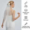 Bridal Bow Veil White 2 Tiers Veils Bachelorette Veil Tulle Hair Accessories Engagement Favors Bridesmaid Gifts (White)