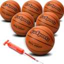 GoSports Indoor/Outdoor Rubber Basketballs - Six Pack of Size 6 or Size 7 Balls with Pump & Carrying Bag