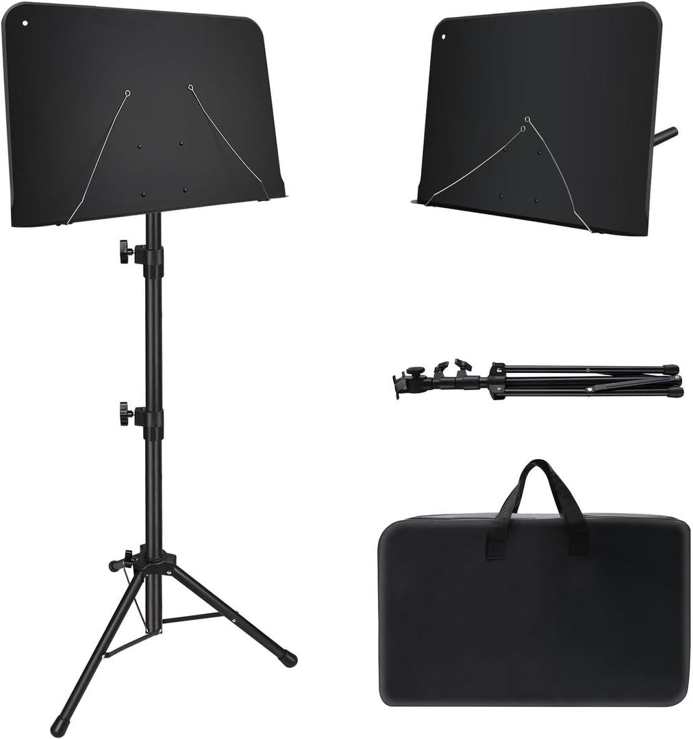 Sheet Music Stand, 1/2/3 Pack Adjustable Music Stand for Sheet Music, Music Sheet Stand Portable Folding with Carry bag Clip Holder for Guitar, Ukulele, Violin Players(Standard Version, 1 Pack)