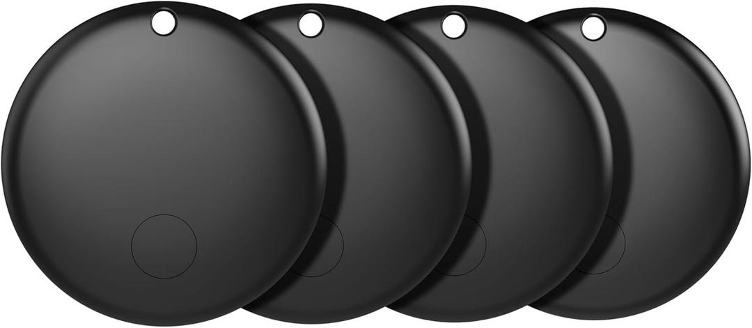 2026 Air Tracker Tags-4 Pack Bluetooth Tracker for Apple Find My app (iOS Only) Keys Finder, Smart Tag, Item Locator for Luggage, Backpack, Suitcases, Replaceable Battery (Black, 4 Pack)