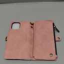 Defencase Compatible with iPhone 12/Pro Case Wallet with RFID Blocking Card Holder for Women Men, PU Leather Magnetic Snap Flip Zipper Strap Wallet Phone Case Fit for iPhone 12 & 12 Pro 6.1, Rose Pink | RFID Blocking, Card Holder, for Women Men, PU Leather, Magnetic Snap, Flip