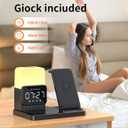 6-in-1 Wireless Charging Station, Charger Stand for Apple Multiple Devices, for iPhone 17 16 15 14 13 12 Pro Max Watch Airpods, Wireless Charger iPhone Charging Station with Night Light/Alarm Clock