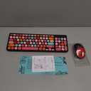 Wireless Keyboard and Mouse Combo, Retro Typewriter Keyboard with Round Keycaps, 2.4GHz USB Cute Wireless Keyboard Mouse for Computer, Desktop, Laptop and Computer (Black-Colorful)