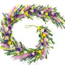 6.5 Ft Summer Spring Wildflower Garland Artificial Floral Garland for Mantle Daisy Floral Wisteria Vine Wreath Wild Flower Garlands for Mantle Wedding Arch Porch Table Farmhouse Outdoor Decor