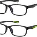 Sport Reading Glasses Men Photochromic Lens Blue Light Blocking Computer Reader Wide Style Spring Hinge Eyeglass LK6082 (Photochromic (Black +Green))