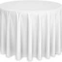 Lann's Linens - 132" Round Premium Tablecloth for Wedding/Banquet/Restaurant - Polyester Fabric Table Cloth - White