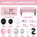 2nd Birthday Decorations for Girl Bad 2nd the Bone Party Decorations with Backdrop Balloon Tablecloth Rock And Roll Bone Theme 2 Year Old Birthday Pink Decorations Party Supplies
