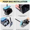 46" Pooper Scooper Swivel Bin & Rake for Large Small Dogs with Bag Attachment, Long Handle Poop Scooper with Lid for Yard (Blue)