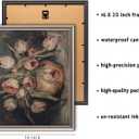Framed Vintage Canvas Wall Art Decor, Moody Flower Farmhouse Wall Prints for Bedroom Bathroom Office, Rustic Posters for Living Room Aesthetic, Nature Painting Artwork, 20"L x 16"W