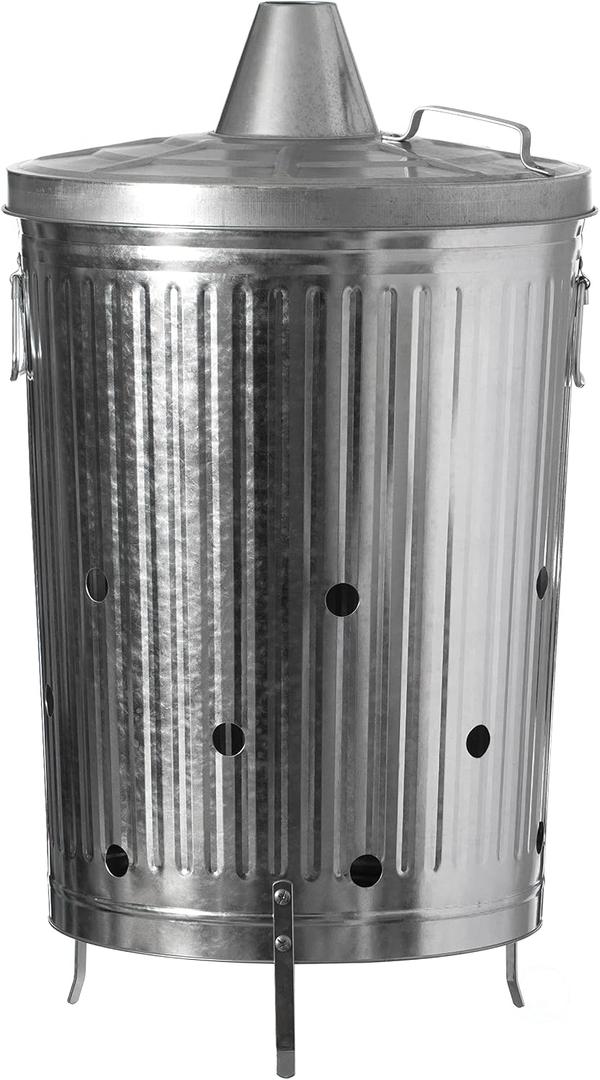 20-Gallon Galvanized Steel Incinerator Can with Lid